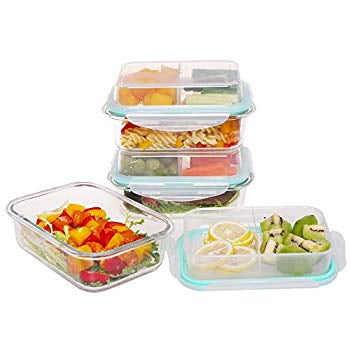 BENTO LUNCH BOXES FOOD STORAGE MEAL CONTAINER WITH LIDS FOR KIDS W//5-Compartment